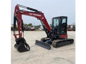 12,000 lbs Mini Excavator Rental, ENCLOSED CAB, HEAT & AC, Hydraulic Thumb, 4-Way Dozer Blade, Yanmar Model ViO55-6A-32