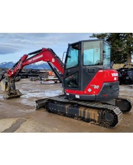18,000 lbs Excavator, Enclosed Cab, Heat & A/C, Hydraulic Thumb, Dozer Blade, Rubber Tracks, Yanmar Model ViO80-1A